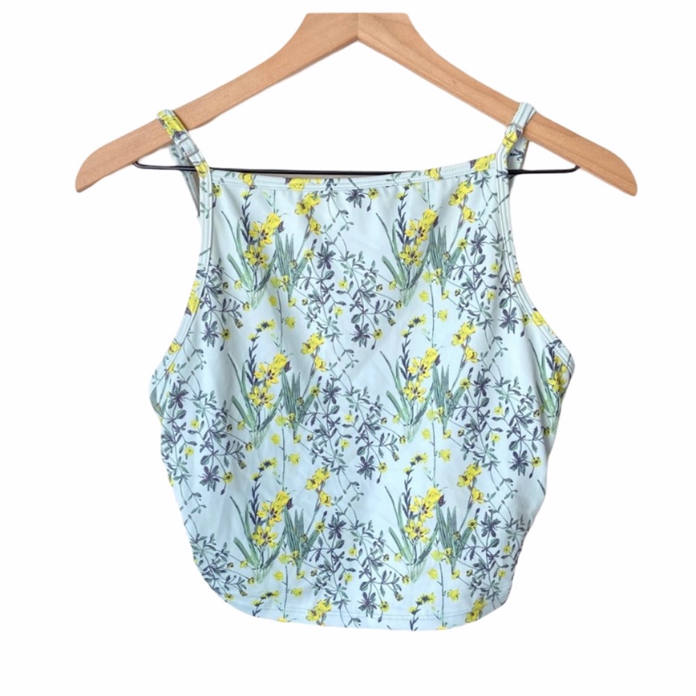 Kortni Jeane wild flower square neck swim top Med